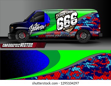 cargo van livery graphic vector. abstract race style background design for vehicle vinyl wrap and car branding 