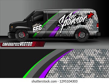 cargo van livery graphic vector. abstract race style background design for vehicle vinyl wrap and car branding 