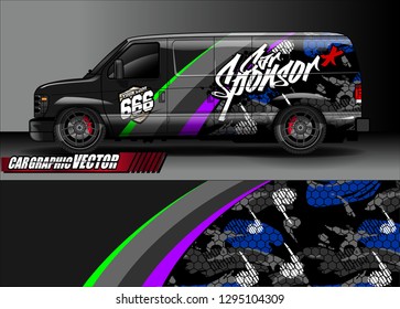 cargo van livery graphic vector. abstract race style background design for vehicle vinyl wrap and car branding 