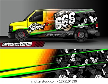 cargo van livery graphic vector. abstract race style background design for vehicle vinyl wrap and car branding 