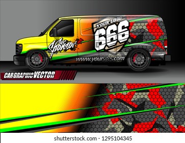 cargo van livery graphic vector. abstract race style background design for vehicle vinyl wrap and car branding 