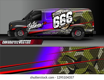 cargo van livery graphic vector. abstract race style background design for vehicle vinyl wrap and car branding 