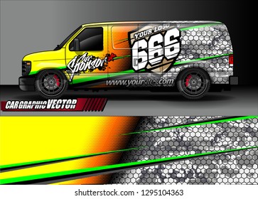 cargo van livery graphic vector. abstract race style background design for vehicle vinyl wrap and car branding 