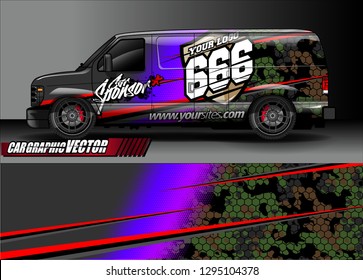 cargo van livery graphic vector. abstract race style background design for vehicle vinyl wrap and car branding 