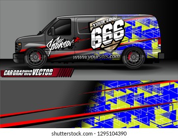 cargo van livery graphic vector. abstract race style background design for vehicle vinyl wrap and car branding 