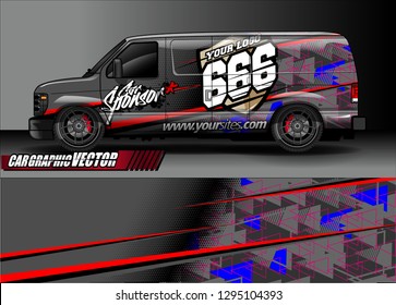 cargo van livery graphic vector. abstract race style background design for vehicle vinyl wrap and car branding 