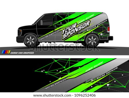 Cargo van Livery graphic vector. abstract racing shape with grunge background design for vehicle vinyl wrap 