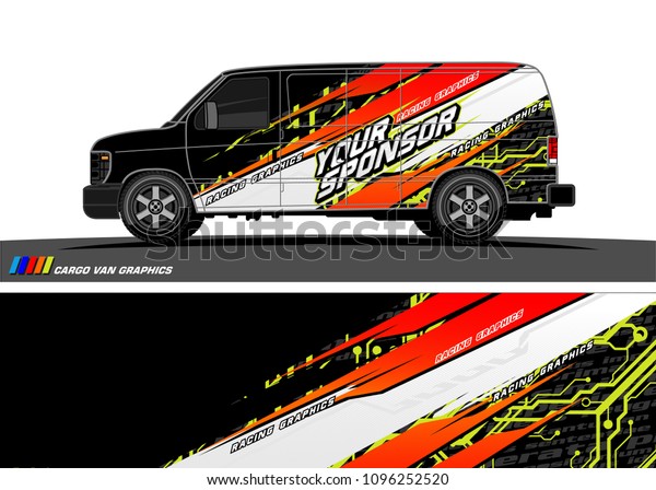 Cargo van\
Livery graphic vector. abstract racing shape with grunge background\
design for vehicle vinyl wrap\
