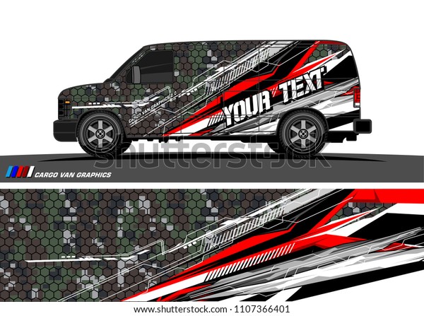 Cargo van\
Livery graphic vector. abstract racing shape with grunge background\
design for vehicle vinyl wrap\

