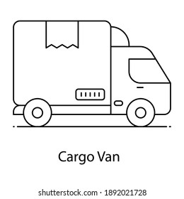 
Icono de contorno de la furgoneta de carga, vehículo de entrega 