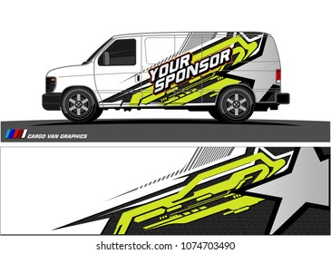 cargo Van racing graphic. abstract star shape with grunge background design for vehicle vinyl wrap
