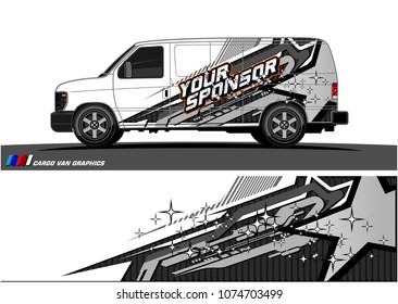 cargo Van racing graphic. abstract star shape with grunge background design for vehicle vinyl wrap