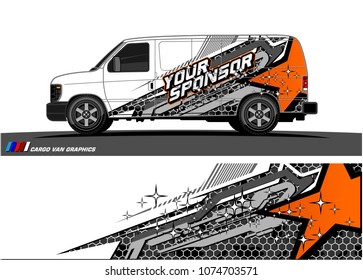 cargo Van racing graphic. abstract star shape with grunge background design for vehicle vinyl wrap