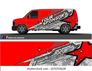 cargo Van racing graphic. abstract star shape with grunge background design for vehicle vinyl wrap