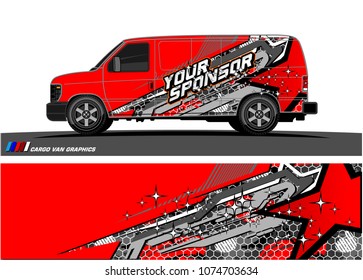 cargo Van racing graphic. abstract star shape with grunge background design for vehicle vinyl wrap