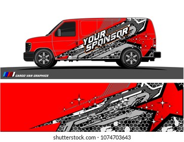 cargo Van racing graphic. abstract star shape with grunge background design for vehicle vinyl wrap
