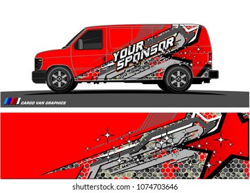 cargo Van racing graphic. abstract star shape with grunge background design for vehicle vinyl wrap