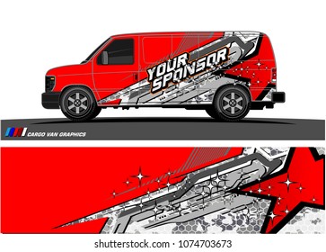 cargo Van racing graphic. abstract star shape with grunge background design for vehicle vinyl wrap