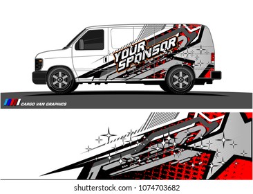 cargo Van racing graphic. abstract star shape with grunge background design for vehicle vinyl wrap