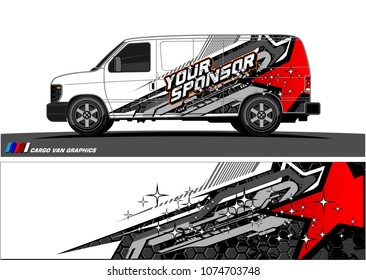 cargo Van racing graphic. abstract star shape with grunge background design for vehicle vinyl wrap
