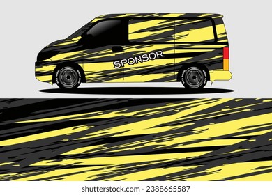 Ilustración de sticker de la camioneta de carga y vector de envoltura de coches. Libreta de fondo abstracta gráfica