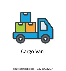 Cargo Van  Vector   Fill outline Icon Design illustration. Shipping and delivery Symbol on White background EPS 10 File