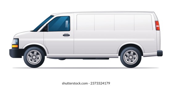 Cargo van vector illustration. Van car side view isolated on white background