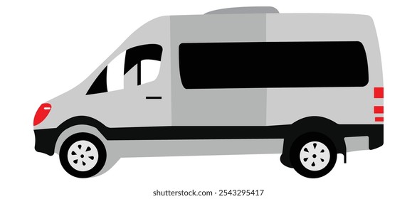 Cargo Van vehicle side view vector icon illustration.