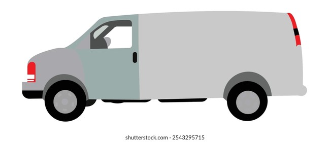 Cargo Van vehicle side view vector icon illustration.
