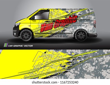cargo van wrap design vector. abstract background for vehicle vinyl branding