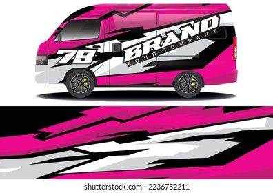 diseño de pegatinas de envoltura de camioneta de carga. Resumen del diseño del kit de fondo de carreras de línea gráfica para el envoltorio de vehículos, el coche de carreras, el coche de campaña, el coche de manifestación y más