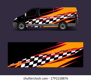 cargo van wrap vector, Graphic abstract stripe designs for wrap branding vehicle