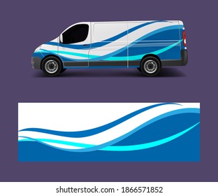 Cargo Van Wrap Vector, Graphic Abstract Stripe Designs For Wrap Branding Vehicle