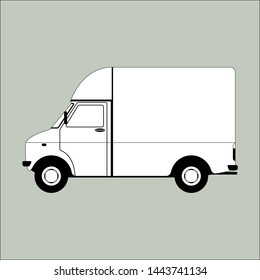 cargo van,vector illustration, lining draw,profile side