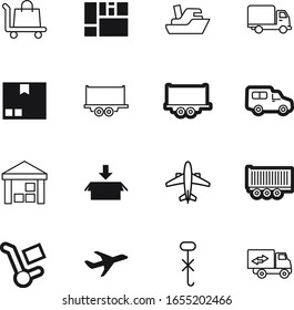 cargo vector icon set such as: home, fragile, building, road, vehicle, do, pictogram, dock, object, sky, drop, boat, equipment, ocean, ship, circle, wing, pack, hooks, cartoon, down, marine, airport