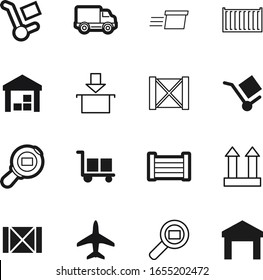 cargo vector icon set such as: passenger, vehicle, flight, paper, sale, perfect, template, trolley, emblem, button, airplane, industry, airline, aviation, pixel, handle, food, market, magnifying, van