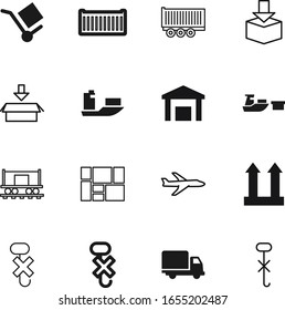 cargo vector icon set such as: aviation, up, wagon, heavy, drawing, dock, stock, flight, gift, abstract, unit, simple, open, front, rail, yacht, moving, fly, wheel, containers, cruise, transparent