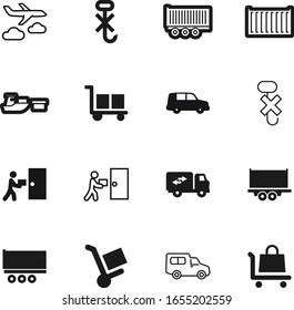 cargo vector icon set such as: plane, wheelbarrow, aviation, cardboard, pilot, industrial, travel, carton, pallets, silhouette, wing, aircraft, cartoon, isometric, warehouse, jet, industry, simple