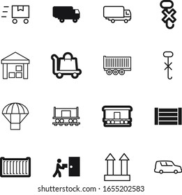 cargo vector icon set such as: clip, send, wooden, supply, sea, cart, industrial, lorry, concept, industry, export, sky, wheel, texture, automobile, style, trailer, handle, speed, free, man, paper