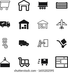 cargo vector icon set such as: long, boxes, steel, lift, cartoon, perfect, logistics, label, port, relocation, weight, commercial, style, fly, desk, closed, pack, color, pallets, move, vehicle