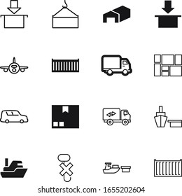 cargo vector icon set such as: jet, hooks, no, button, circle, weight, company, stock, wheelbarrow, shipment, aviation, aircraft, relocation, military, yacht, export, carton, pallets, post, cruise