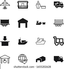 cargo vector icon set such as: rail, style, back, jet, carton, removal, global, break, ui, sky, post, abstract, logo, packaging, international, up, airport, wheelbarrow, wing, front, aircraft, flight
