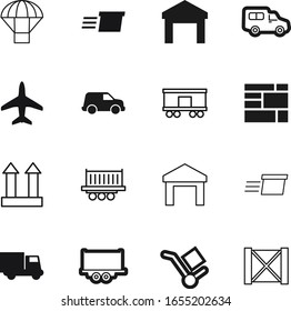 cargo vector icon set such as: logo, trade, pack, airplane, equipment, freight, rail, outline, cart, template, wheel, commercial, airline, send, tag, wood, travel, trendy, shiping, ui, surprise
