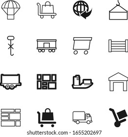 cargo vector icon set such as: world, sphere, lift, crane, worldwide, train, air, global, closed, warehouse, wide, ship, railroad, drop, old, open, crate, travel, view, do, load, lorry, brown