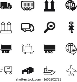 cargo vector icon set such as: sea, storage, stock, estate, emblem, search, building, food, flight, shiping, speed, journey, abstract, pack, cart, ocean, find, express, hooks, airplane, tourism
