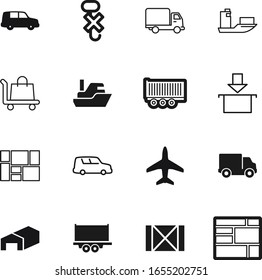 cargo vector icon set such as: store, storage, warning, sky, house, airplane, wood, fly, logo, crate, plane, shopping, order, trolley, freight, tourism, gift, shiping, aircraft, building, no, jet