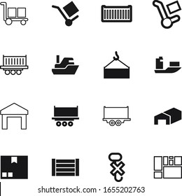 cargo vector icon set such as: trolley, button, warning, trailer, automobile, top, world, profile, export, texture, pictogram, weight, brown, car, technology, label, load, outline, lorry, goods