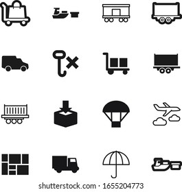 cargo vector icon set such as: clip, wing, dry, railway, market, concept, aircraft, airplane, drop, export, cartoon, aviation, wagon, rescue, mail, use, keep, order, umbrella, shopping, removal