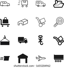 cargo vector icon set such as: hooks, jet, ship, web, trailer, move, top, courier, express, find, wheel, lorry, pack, search, outline, commercial, yacht, open, sale, profile, square, free, post