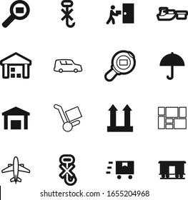 cargo vector icon set such as: boat, color, fragile, magnifying, fly, containers, dry, care, train, pick, speed, export, aircraft, hand, man, equipment, heavy, boxes, distribution, tracking, ocean